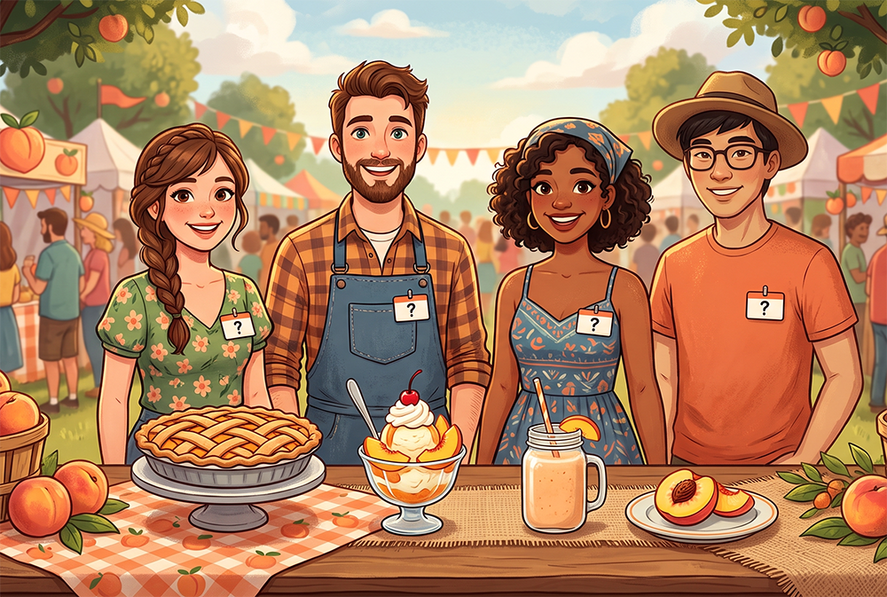 Four friends enjoying the Palisade Peach Festival